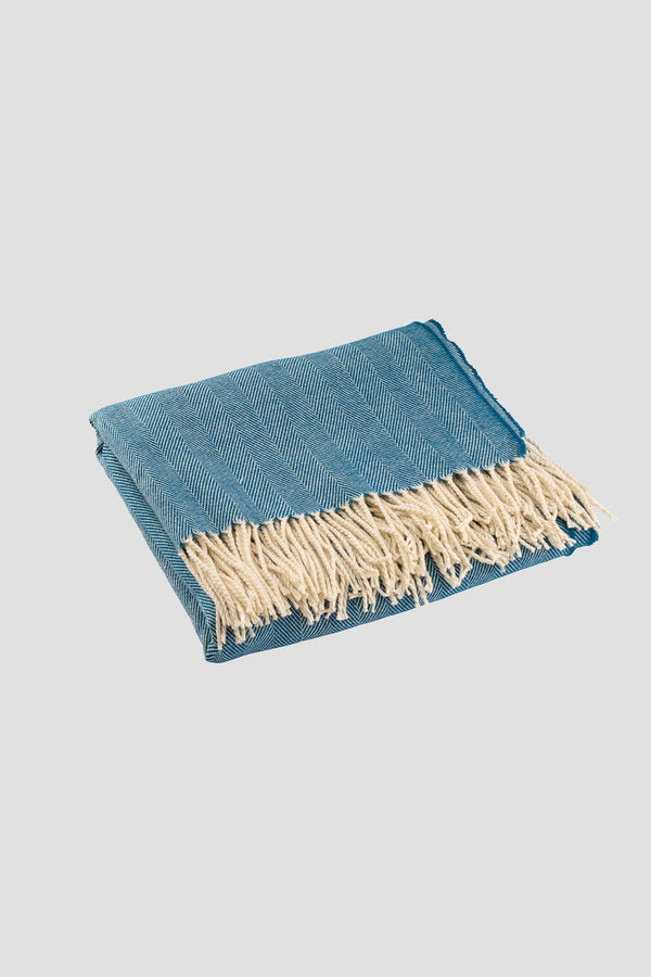Carraig Donn Atlantic Blue Herringbone Throw
