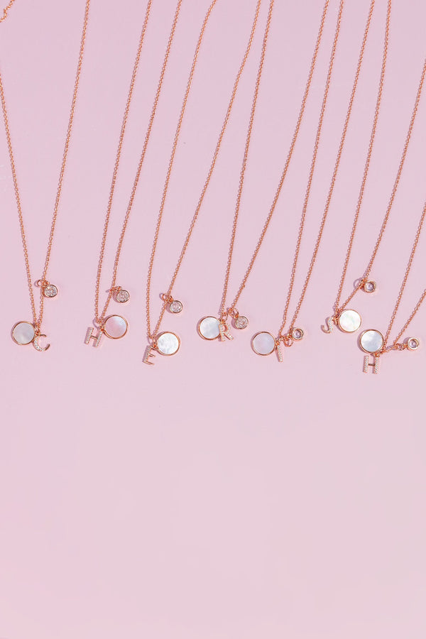 Carraig Donn "B" Initial Necklace In Rose Gold