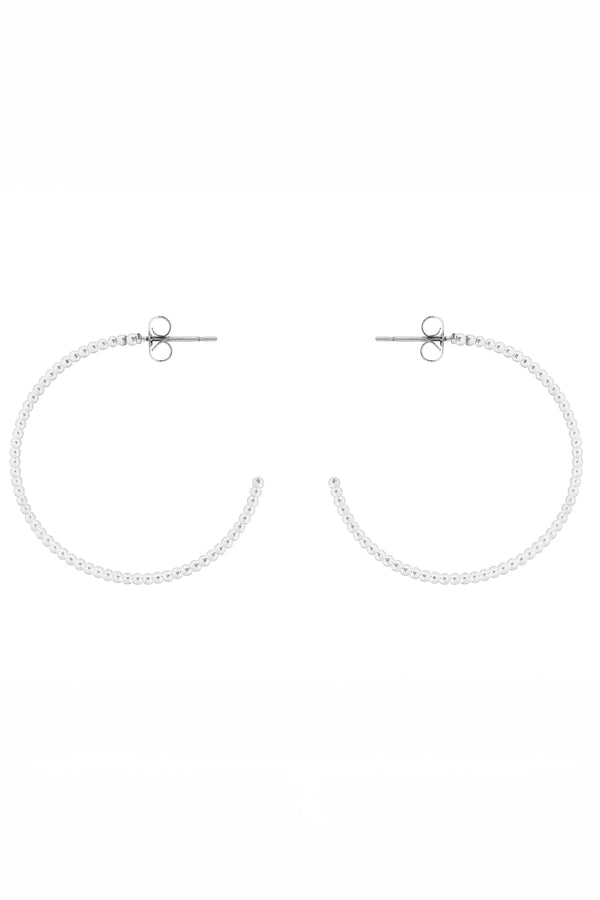 carraig donn Ball Detail Silver Hoop Earrings