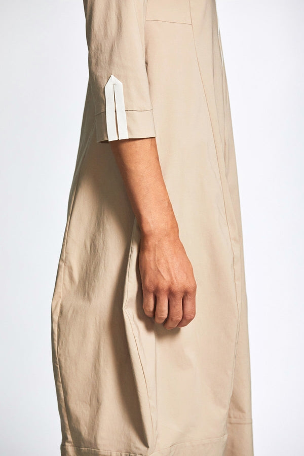Carraig Donn Beige 3/4 Sleeve Technical Midi Dress