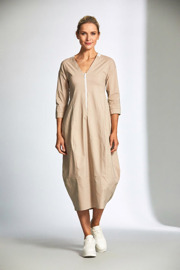 carraig donn Beige 3/4 Sleeve Technical Midi Dress