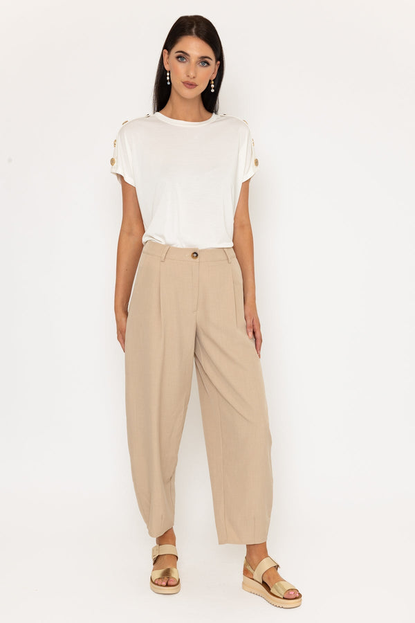 carraig donn Beige Barrel Leg Trousers