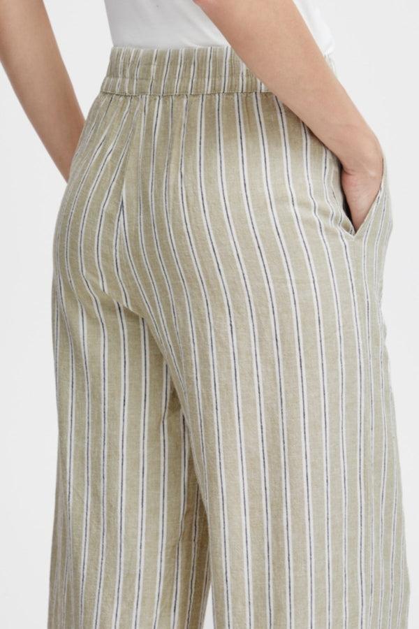 Carraig Donn Beige Cropped Linen Trousers