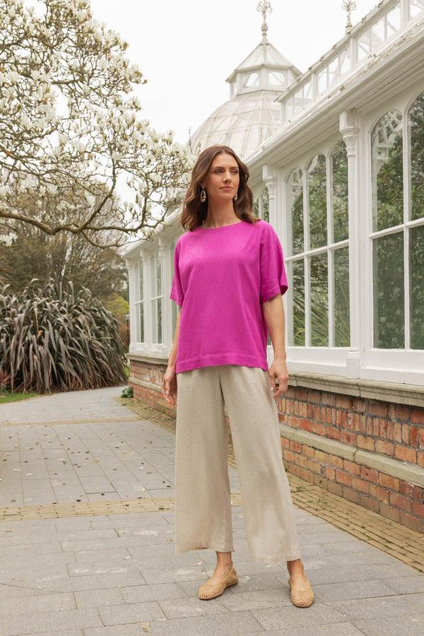 Carraig Donn Beige Linen Blend Wide Leg Trousers