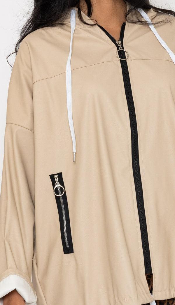 Carraig Donn Beige PU Zip Up Jacket