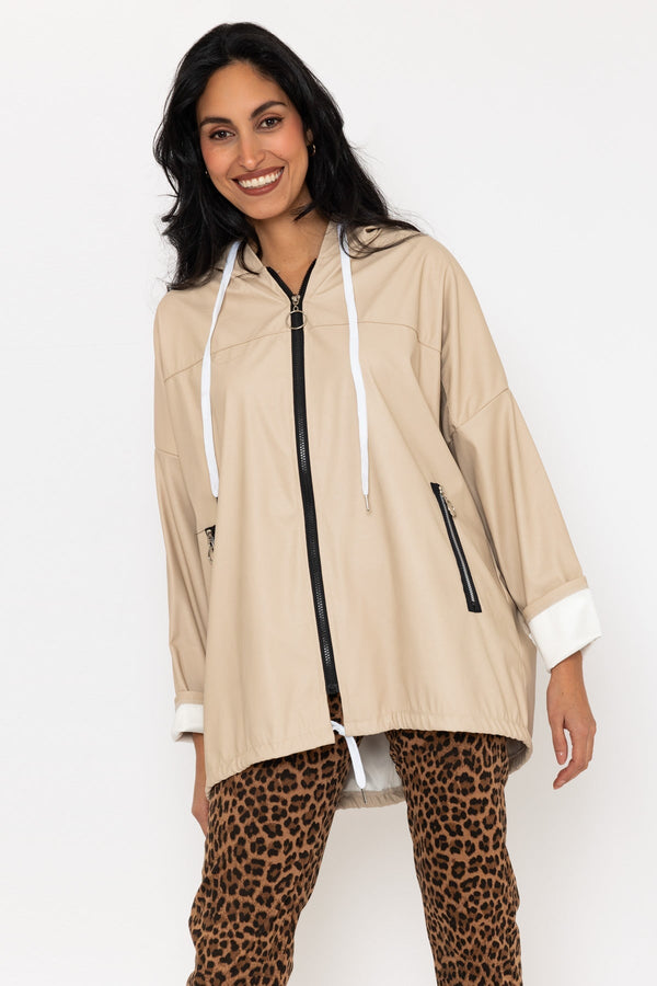 carraig donn Beige PU Zip Up Jacket