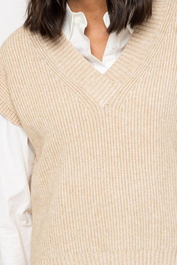 Carraig Donn Beige Sleeveless Knitted Vest
