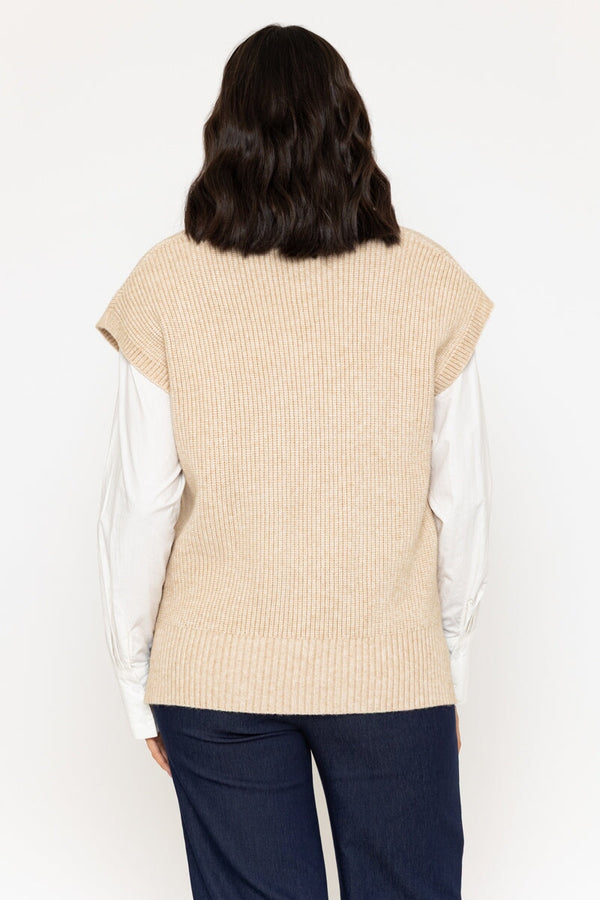 Carraig Donn Beige Sleeveless Knitted Vest