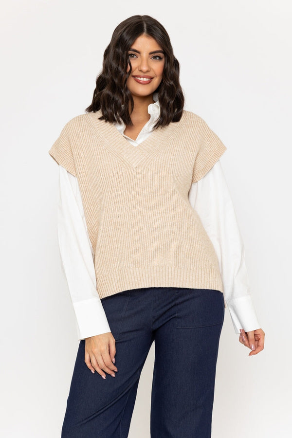 carraig donn Beige Sleeveless Knitted Vest
