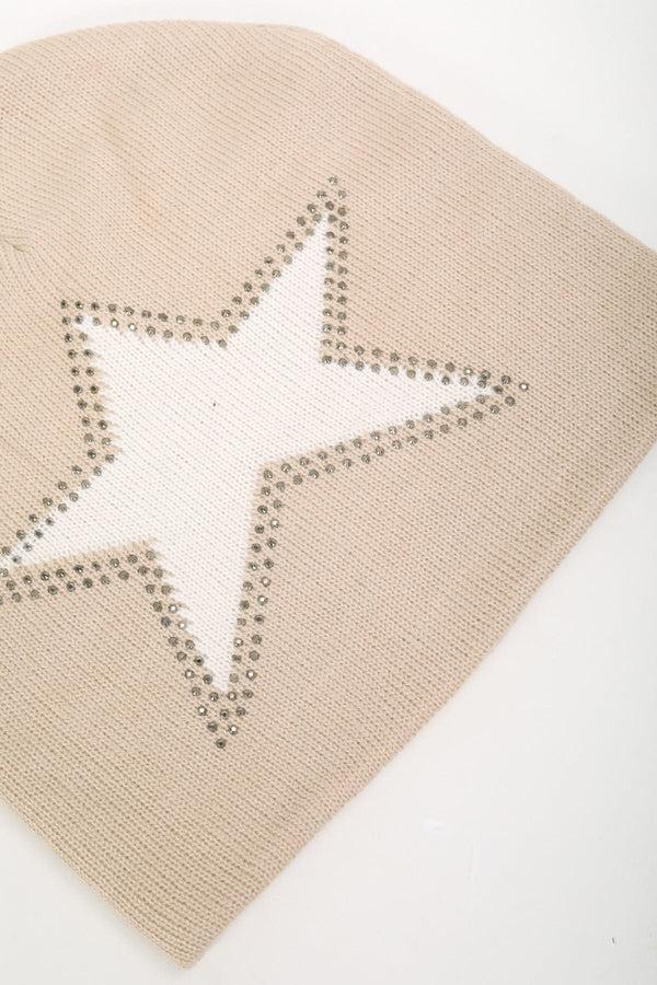 Carraig Donn Beige Star Embellished Beanie