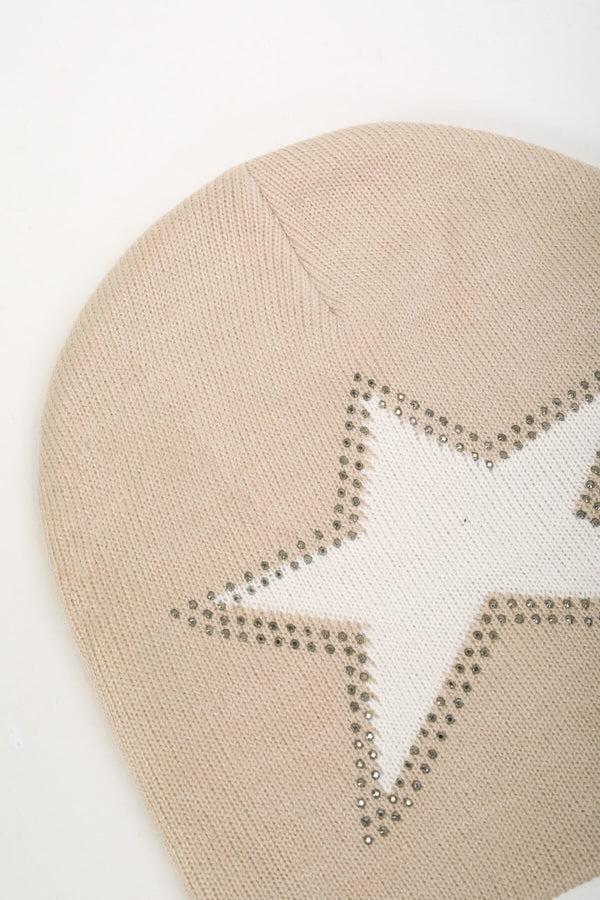 Carraig Donn Beige Star Embellished Beanie