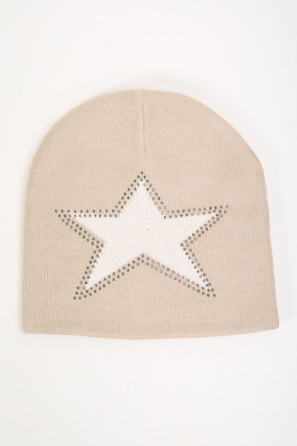 carraig donn Beige Star Embellished Beanie