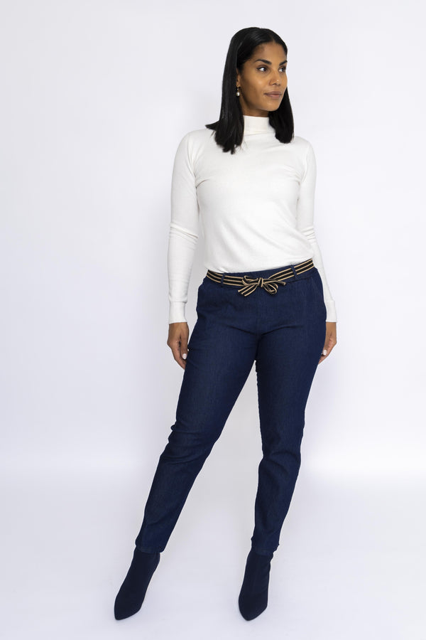 Carraig Donn Belted Jeans In Denim