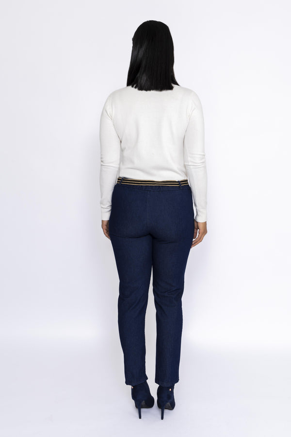 Carraig Donn Belted Jeans In Denim