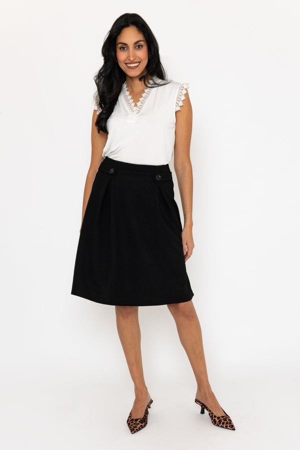 Carraig Donn Black Bouclé Knee Length Skirt