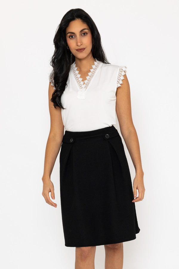 carraig donn Black Bouclé Knee Length Skirt