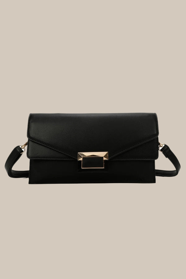 carraig donn Black Clutch Bag With Buckle Detail