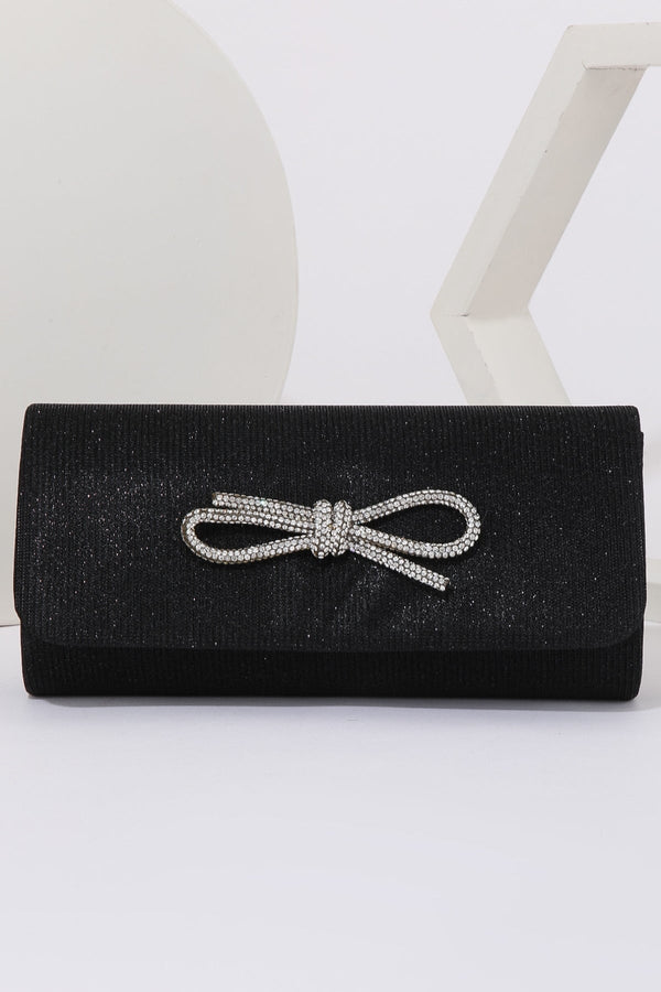carraig donn Black Envelope Clutch Bag With Bow