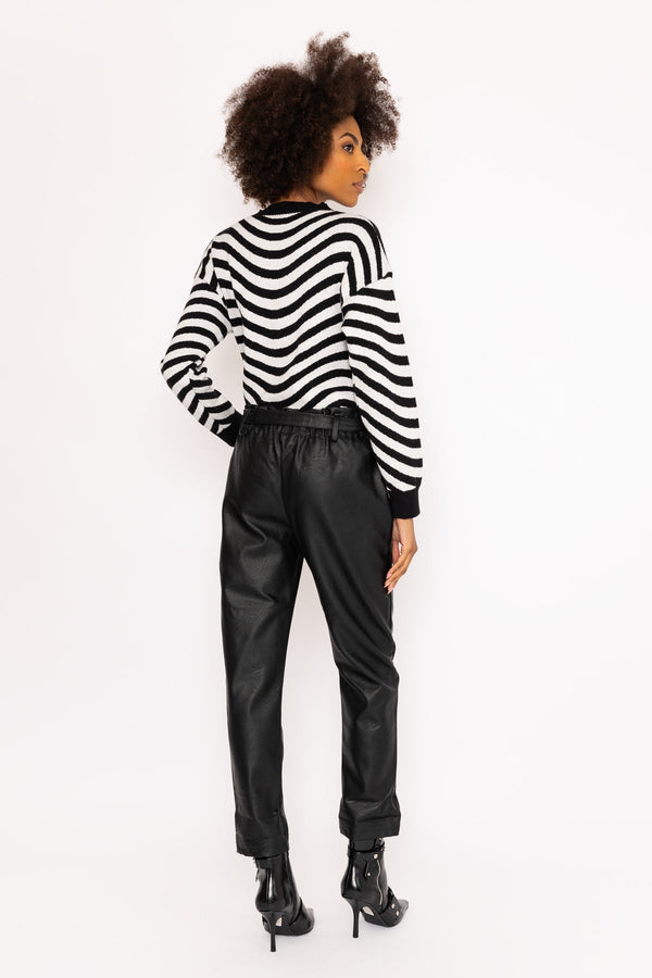 Carraig Donn Black Faux Leather Belted Trousers