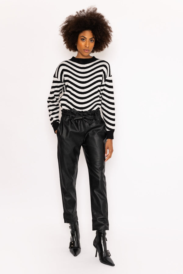 Carraig Donn Black Faux Leather Belted Trousers