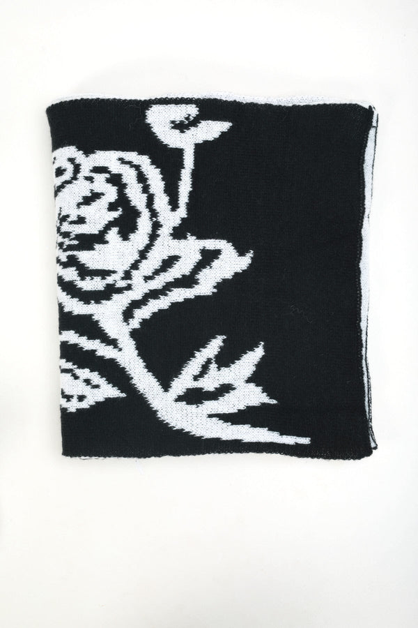 Carraig Donn Black Flower Jacquard Scarf