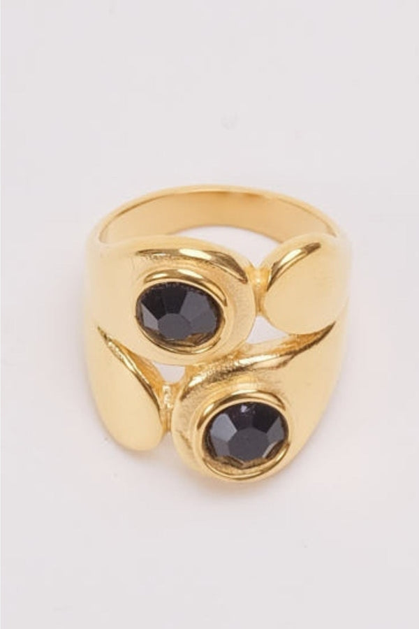Carraig Donn Black & Gold Chunky Ring - Size 7