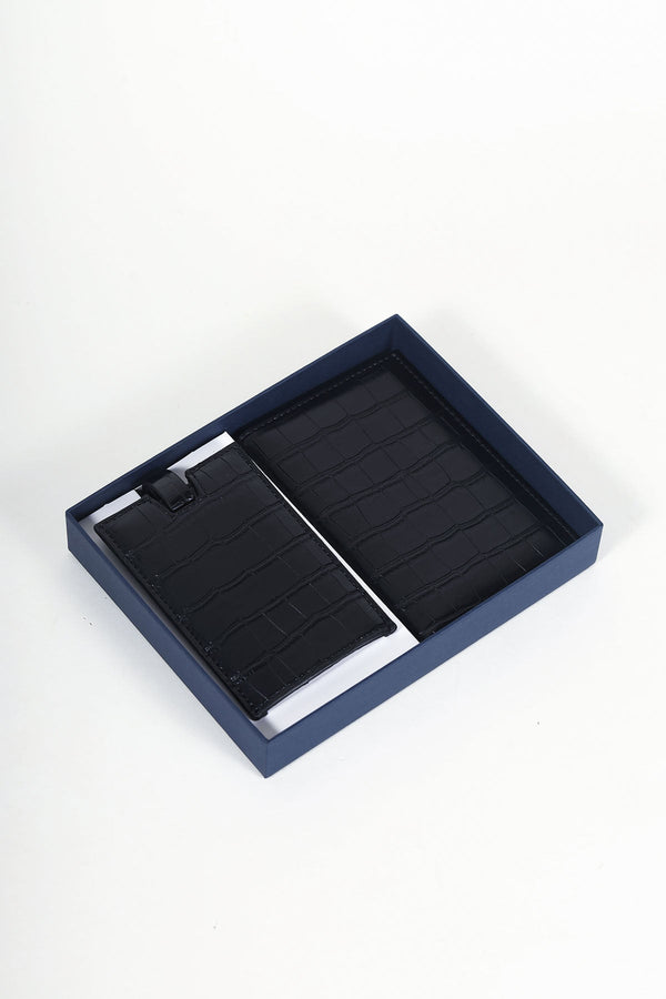 carraig donn Black Passport Holder & Luggage Tag Set