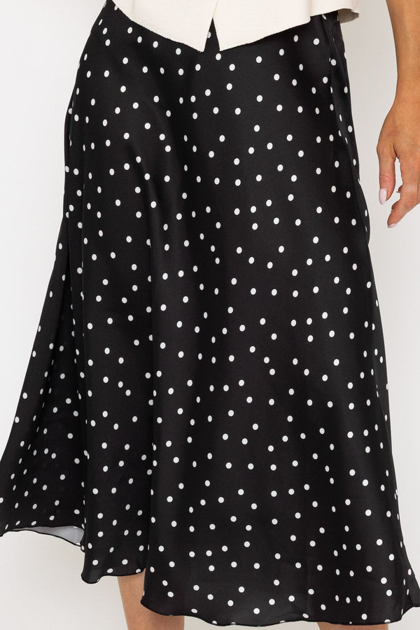 Carraig Donn Black Polka Dot Slip Midi Skirt