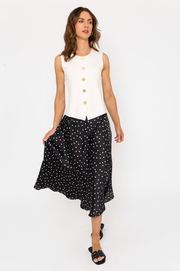 carraig donn Black Polka Dot Slip Midi Skirt