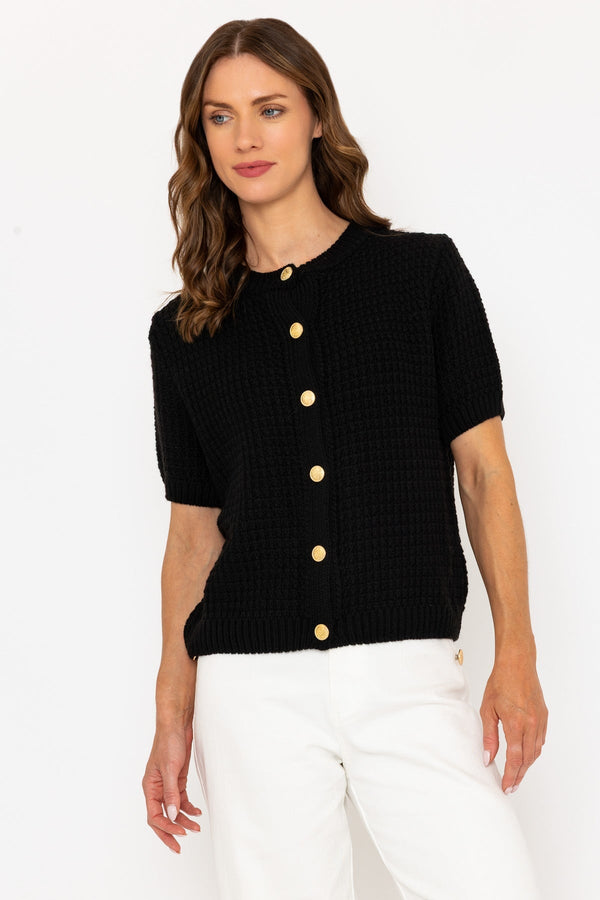 carraig donn Black Short Sleeve Knit Cardigan