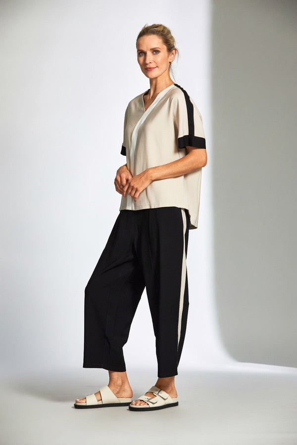 carraig donn Black Side Stripe Slouch Trousers