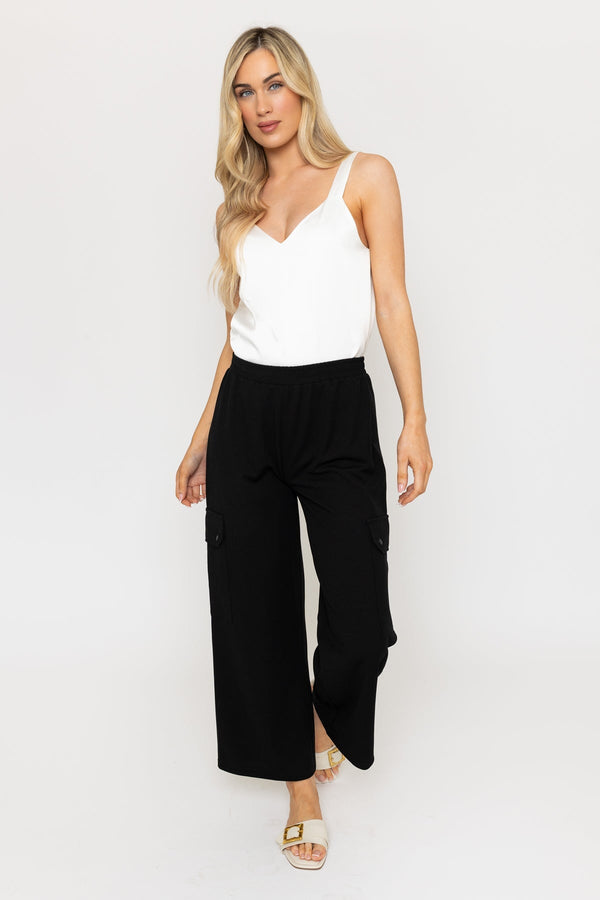 Carraig Donn Black Wide Leg Cargo Trousers