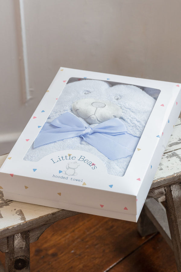 Carraig Donn Blue Bear Hooded Baby Towel