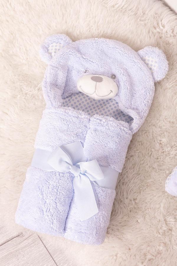 carraig donn Blue Bear Hooded Baby Towel