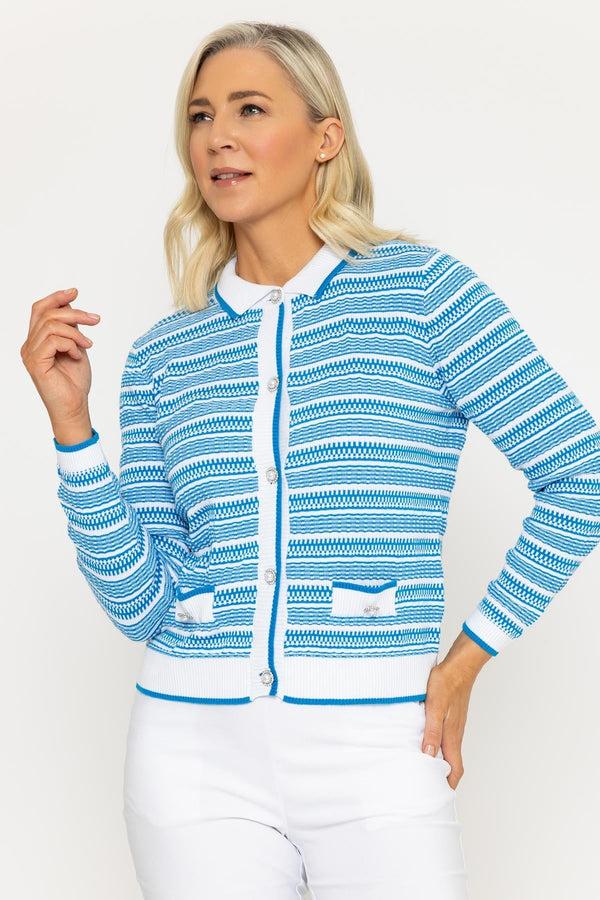 Carraig Donn Blue Collar Knitted Cardigan