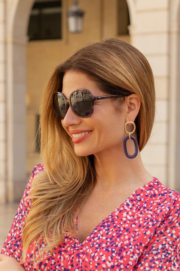 carraig donn Blue Drop Link Earrings