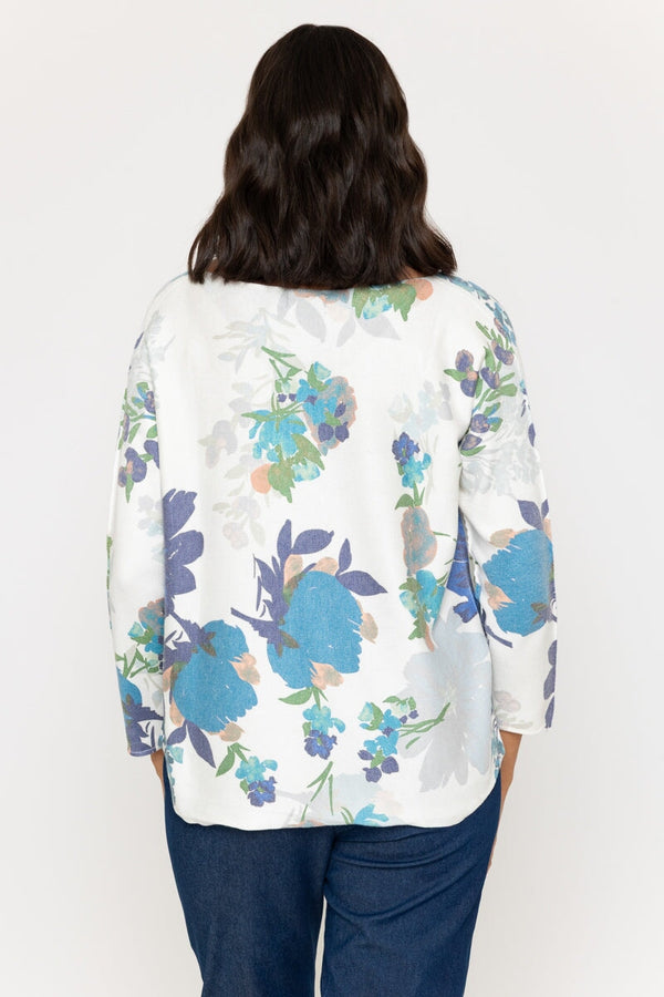 Carraig Donn Blue Floral Print V-Neck Jumper