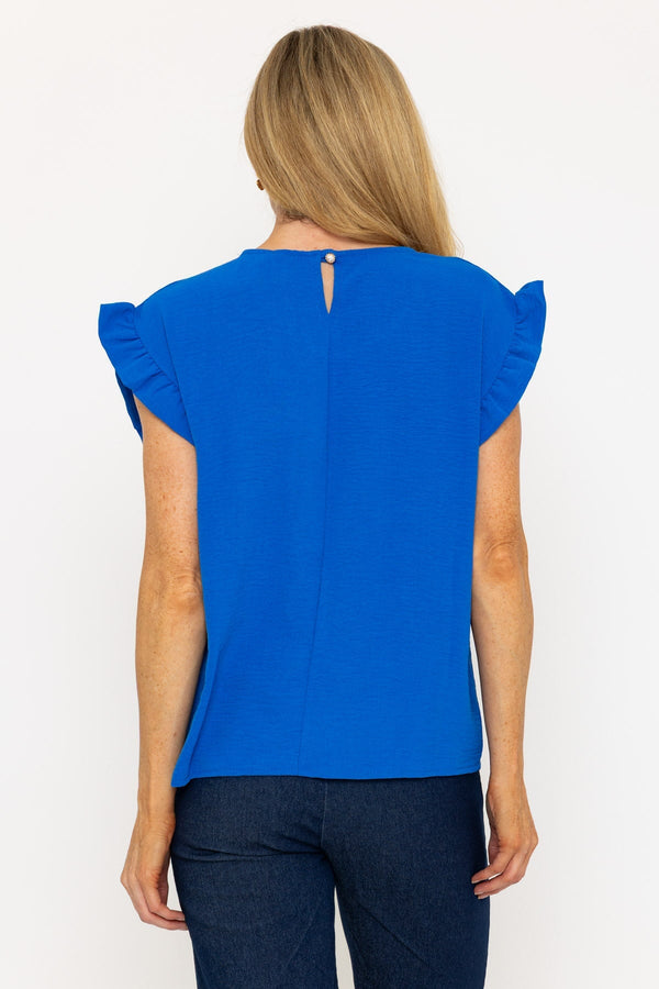 Carraig Donn Blue Frill Short Sleeve Top