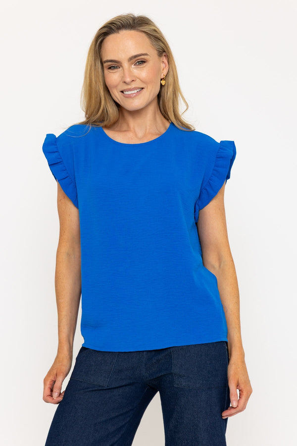 carraig donn Blue Frill Short Sleeve Top