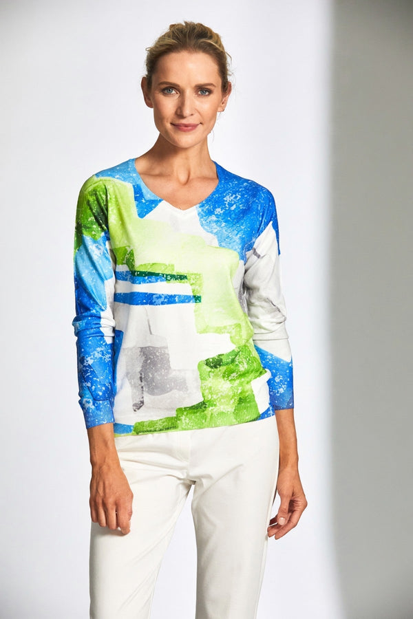 carraig donn Blue & Green Colourwash Knit