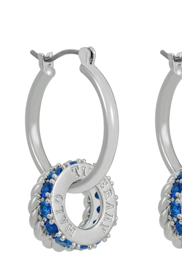 Carraig Donn Blue Halo Small Silver Hoop Earrings