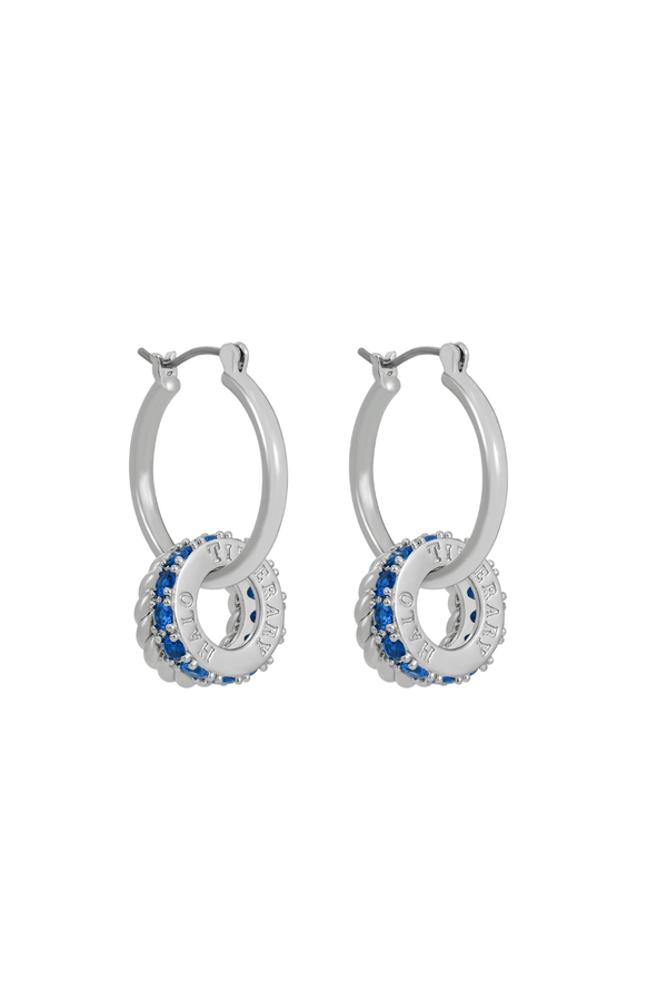 carraig donn Blue Halo Small Silver Hoop Earrings