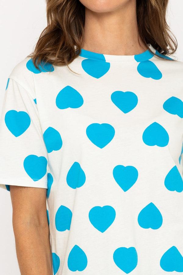 Carraig Donn Blue Heart Print Short Sleeve T-Shirt