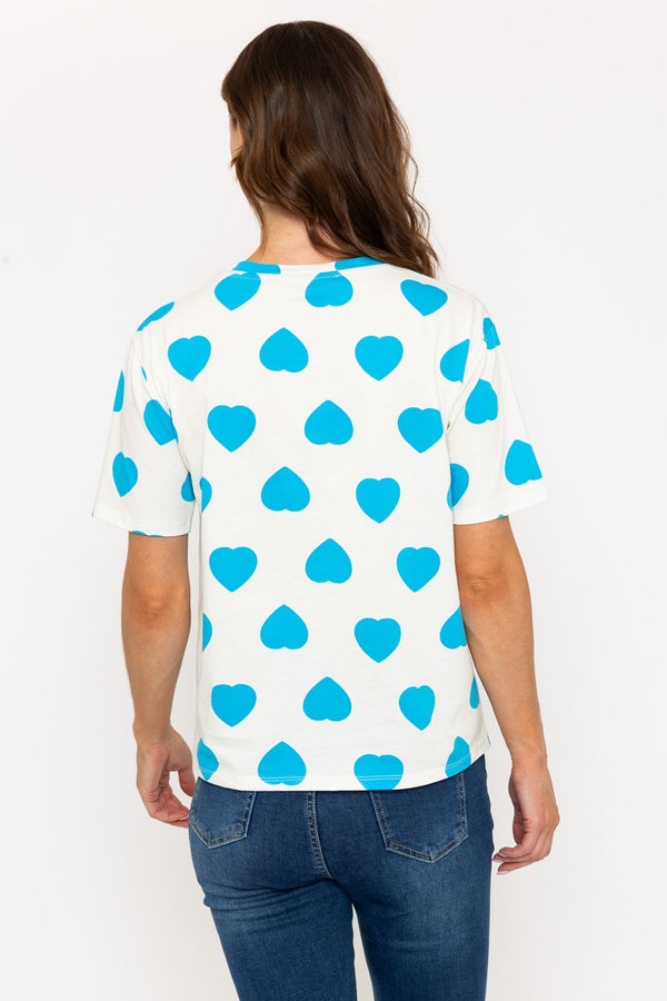 Carraig Donn Blue Heart Print Short Sleeve T-Shirt