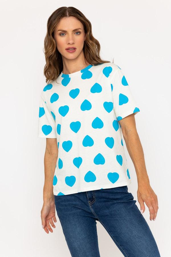 carraig donn Blue Heart Print Short Sleeve T-Shirt