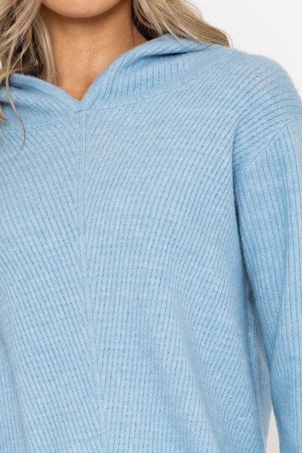 Carraig Donn Blue Knitted Hooded Jumper