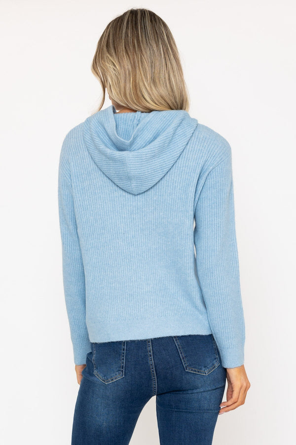 Carraig Donn Blue Knitted Hooded Jumper