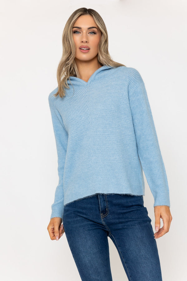 carraig donn Blue Knitted Hooded Jumper