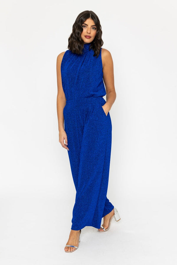 Carraig Donn Blue Lurex Wide Leg Trousers