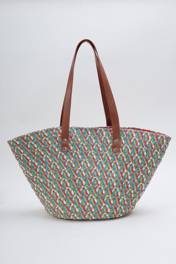 Carraig Donn Blue Multicolour Straw Tote Bag